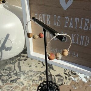 NWT Handcrafted Red Creek Jasper Sterling Silver Hoop Earrings